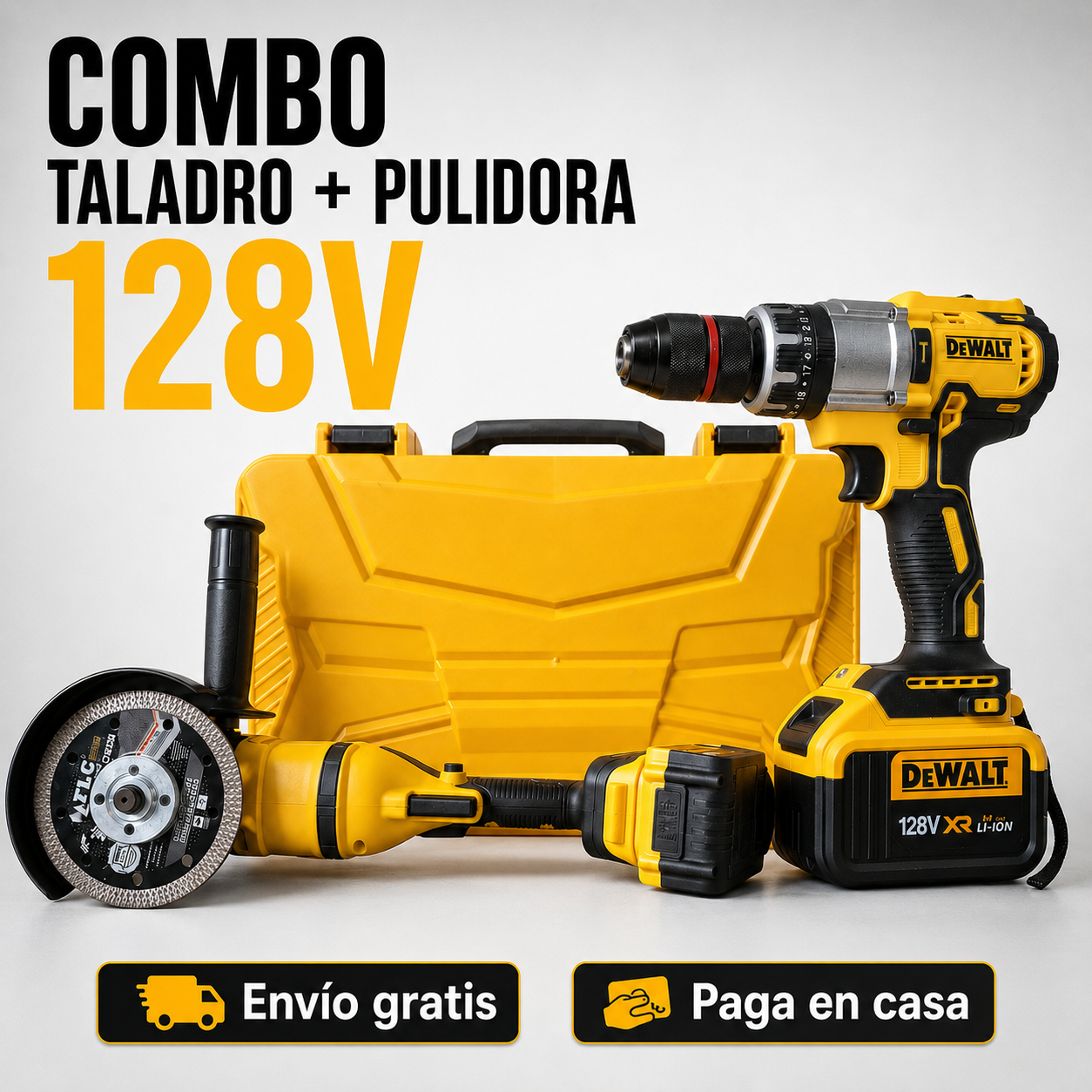 Combo Inalambrico Talado 68 Voltios + Pulidora 128 Voltios