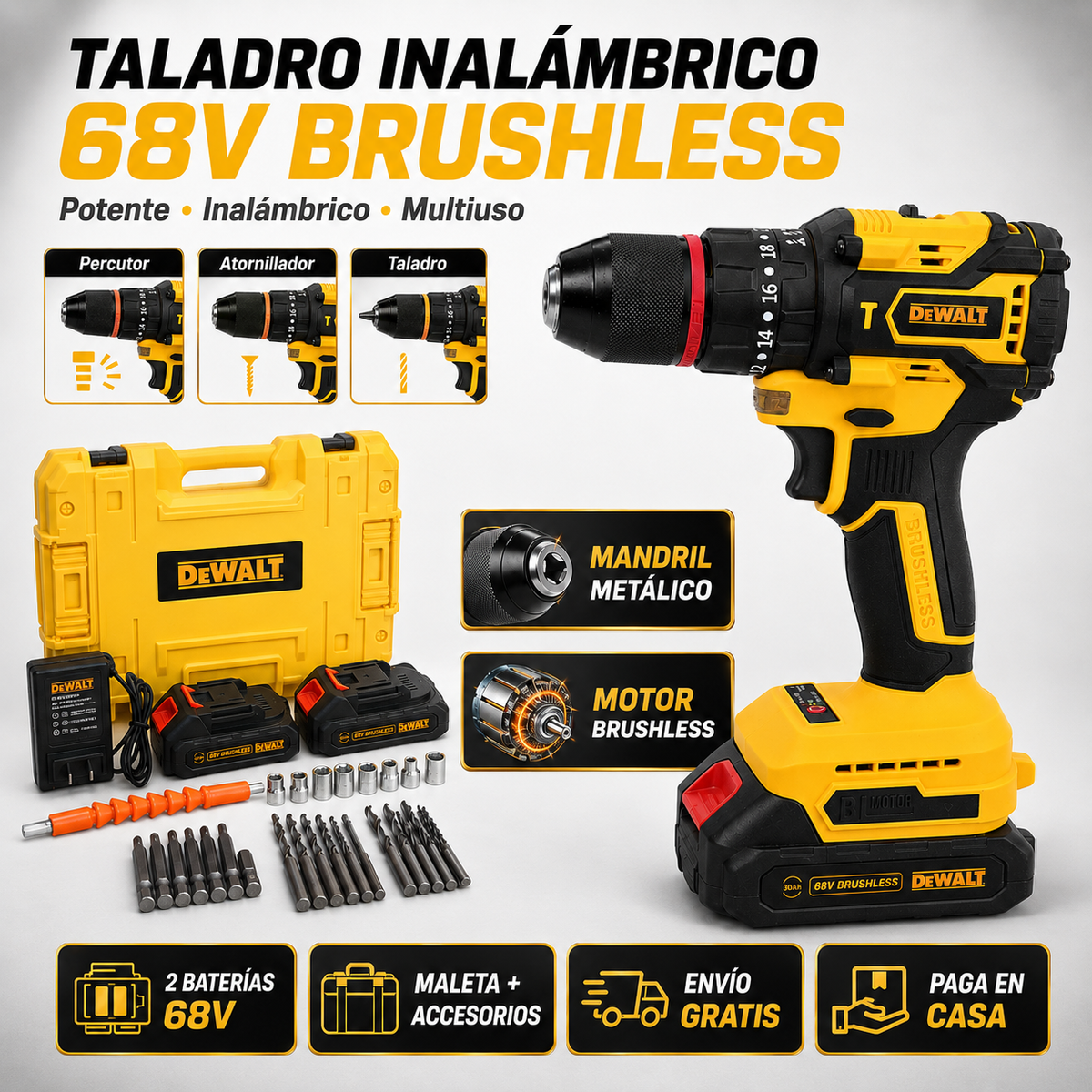 Taladro Inalambrico 68V Brushless